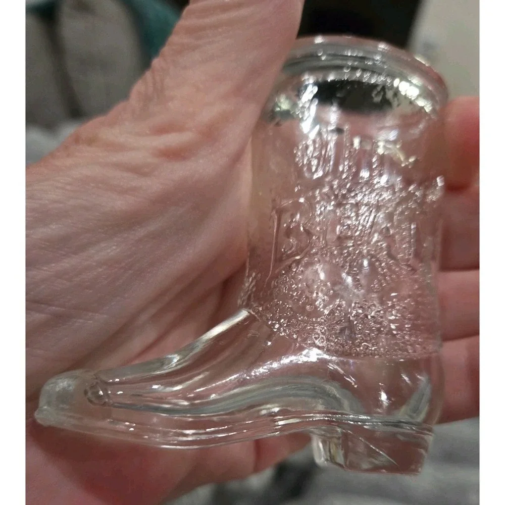 Vintage Jim Beam Boot Shot Glass Clear 3